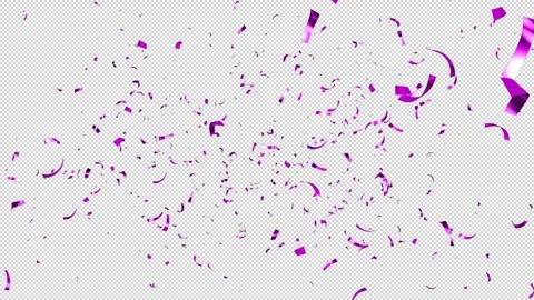 Purple Confetti Falling on Alpha Background, Luma Matte Channel. Stock Footage 253231461