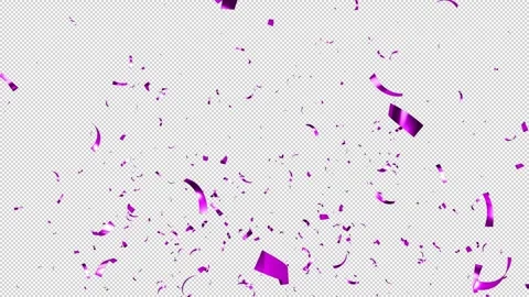 Purple Confetti Falling on Alpha Background, Luma Matte Channel. Stock Footage 253231868