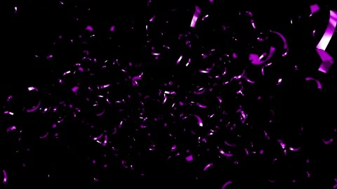 Purple Confetti Falling on a a Black, Green, Blue and White Background. Stock Footage 253417802