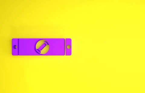Purple Construction bubble level icon isolated on yellow background. Waterpas 스톡 일러스트
