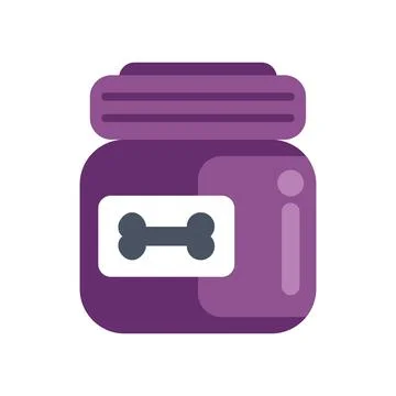 Purple container with bone icon for pet food Stock Illustration