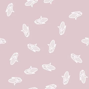 Purple corn line vector seamless pattern Stock Illustration