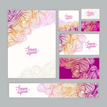 Purple corporate Identity with wave pattern Stock Illustration