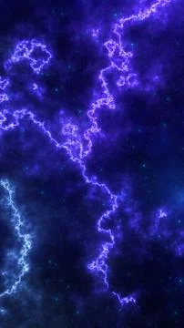 Purple cosmic cloud with lightning-like energy veins and tiny stars, abstract イラスト素材