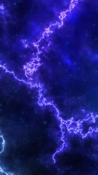 Purple cosmic cloud with lightning-like energy veins and tiny stars, abstra.. Stock Illustration