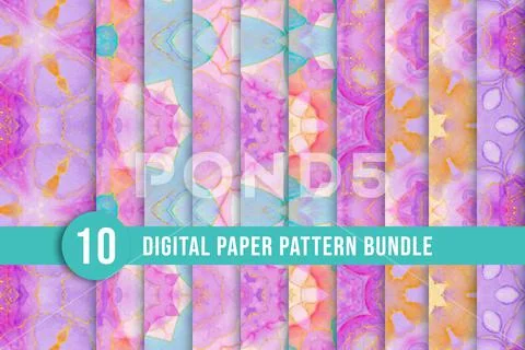 Purple cosmic color pattern collection with mandala style. Abstract style man Modèle PSD