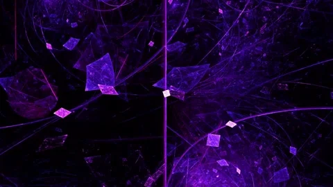 Purple Cosmic Fragments Floating Through a Dark Abstract Space Vidéo 346156433