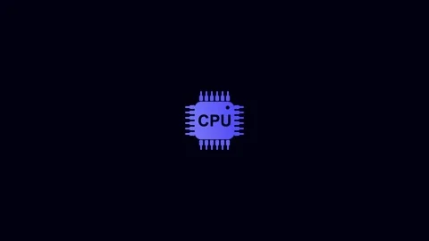 Purple CPU Microchip Icon Centered on Dark animation Background processor c.. Stock Footage 321855650
