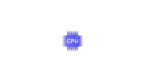 Purple CPU Microchip Icon Centered on animation White Background processor .. Stock Footage 321855652