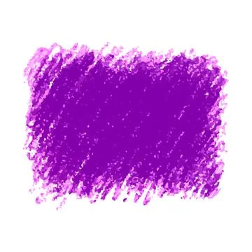 Purple crayon scribble texture stain isolated on white background Illustrazione stock