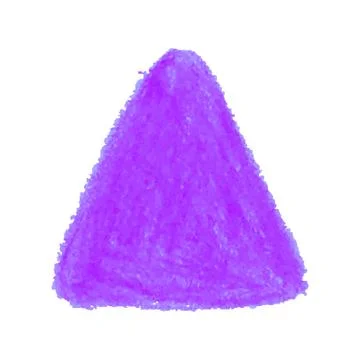 Purple crayon scribble texture stain triangle shape isolated on white backgro Stock Illustration