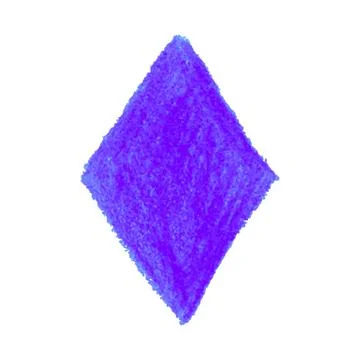 Purple crayon scribble texture stain rhombus shape isolated on white backgrou Stock Illustration