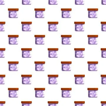 Purple cream jars creating seamless skincare pattern Stock Illustration