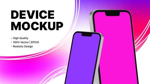 Purple Creative Banner Template with two Realistic Smartphones Stock Illustration