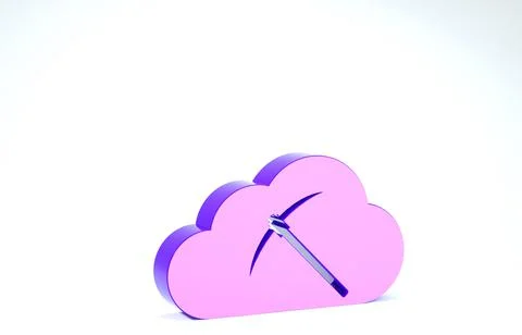 Purple Cryptocurrency cloud mining icon isolated on white background. Cloud w Stockillustratie