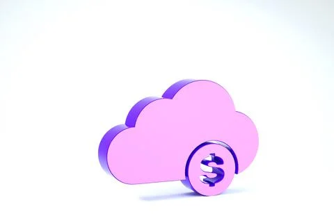 Purple Cryptocurrency cloud mining icon isolated on white background. Blockch Illustrazione stock