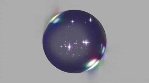 A purple crystal ball containing sparkling stars and particles Stockbeeldmateriaal 340245959