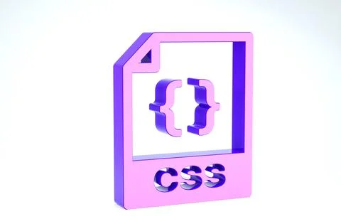 Purple CSS file document. Download css button icon isolated on white backgrou Stock Illustration