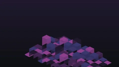 Purple cubes cascade and collapse, symbolizing disruption and change Stock Footage 326175652