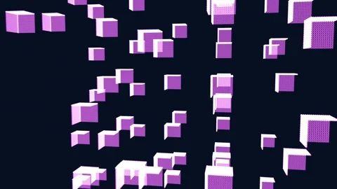 Purple cubes floating in digital space, abstract geometric background Stock Footage 339581396