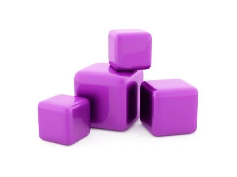 Purple cubes isolated on white background Stock Illustration