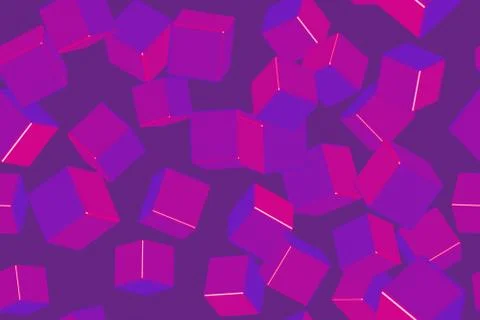 Purple Cubes Seamless Pattern on Purple Background Illustrazione stock