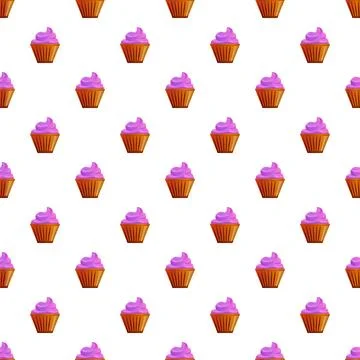 Purple cupcake pattern creating repeating sweet dessert background Illustrazione stock