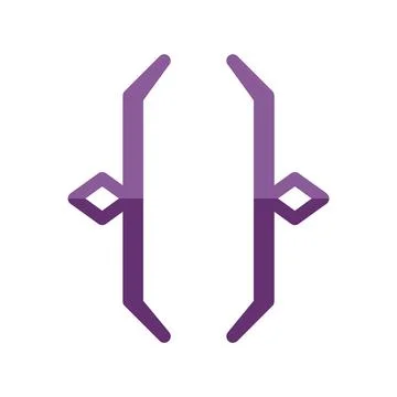 Purple curly brackets programming software development symbol Illustrazione stock