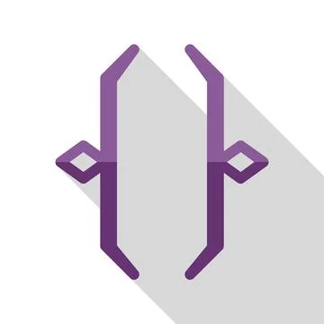 Purple curly brackets programming symbol with drop shadow Stock Illustration