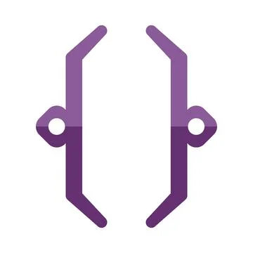 Purple curly brackets programming symbol representing coding and development Illustrazione stock