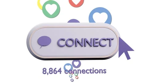 Purple cursor hovering then clicking CONNECT button, causing hearts rising and Stock Footage 339494829