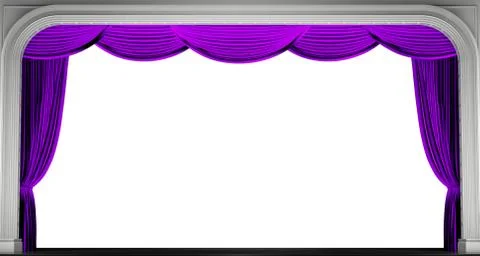 Purple curtains isolated. 3D render Stock Illustration
