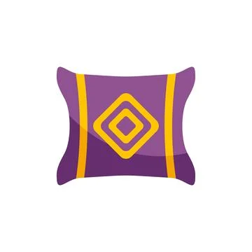 Purple cushion with gold geometric pattern icon Stock Illustration
