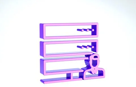 Purple Customer care server icon isolated on white background. Tech support c Stock Illustration