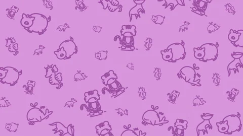 Purple Cute Animal Pattern Seamless Background Cartoon Animals Vidéo 330464314