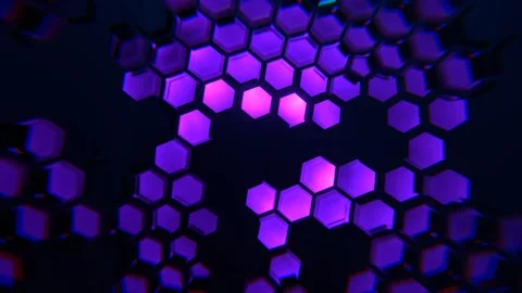 Purple Cyber ​​Abstraction with Hexagons Background VJ Loop in 4K Stock Footage 312804104