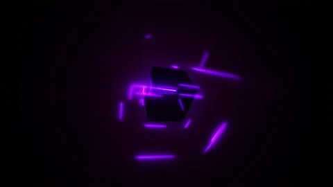 Purple Cyber Cube With Laser Effect Stock Footage 231611238