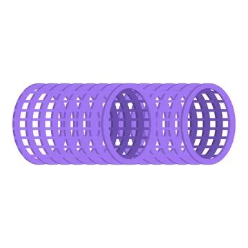 Purple cylinder rotating showing empty grid structure on white background Stock Illustration