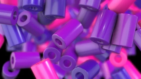 Purple Cylinders Transition Stock Footage 100535829