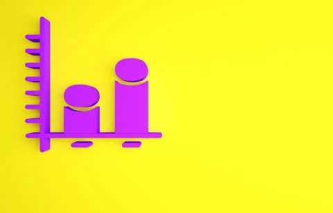 Purple Data analysis icon isolated on yellow background. Minimalism concept.  Stock Illustration