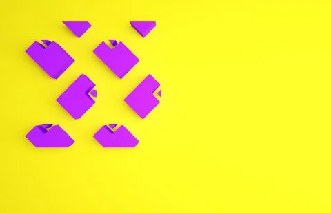 Purple Data stream icon isolated on yellow background. Minimalism concept. 3d Stock Illustration