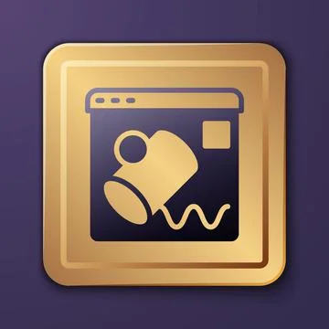Purple Data visualisation icon isolated on purple background. Gold square button Illustrazione stock