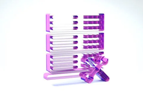 Purple Database server with screwdriver and wrench icon isolated on white bac Illustrazione stock