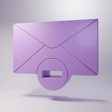 Purple Delete envelope icon isolated on grey background. Delete or error le.. Stock Illustration