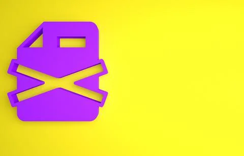 Purple Delete file document icon isolated on yellow background. Rejected docu イラスト素材