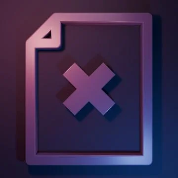 Purple Delete file document icon isolated on purple-blue background. Reject.. Illustrazione stock