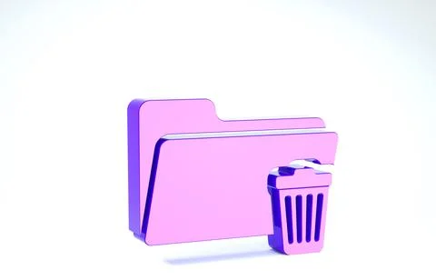 Purple Delete folder icon isolated on white background. Folder with recycle b Stockillustratie
