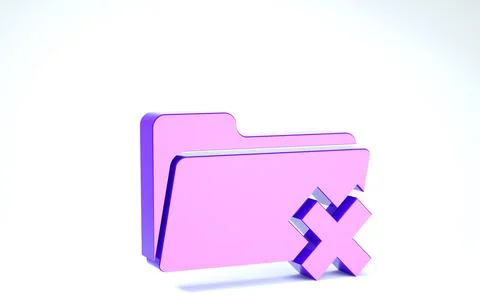 Purple Delete folder icon isolated on white background. Folder with recycle b Stock Illustration