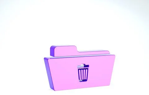 Purple Delete folder icon isolated on white background. Folder with recycle b Stock Illustration