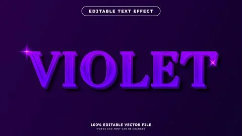 Purple design 3d editable vector text style effect Vector text effect with .. Stock Illustration